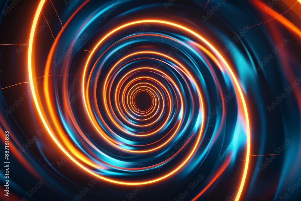 Fototapeta premium A picture of a colorful shiny tunnel in the style of galaxy and stars and space vibes, Abstract vortex and road hole, swirling and twirling neon portal.