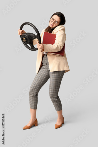 Stressed businesswoman with...