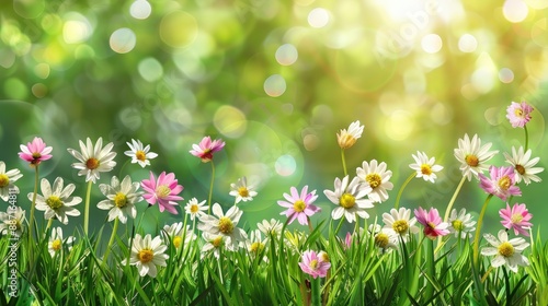 Background of spring flowers and grass © Veroni
