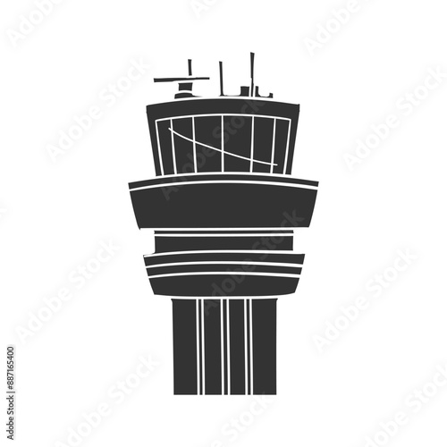 Airport Tower Icon Silhouette Illustration. Vector Graphic Pictogram Symbol Clip Art. Doodle Sketch Black Sign.