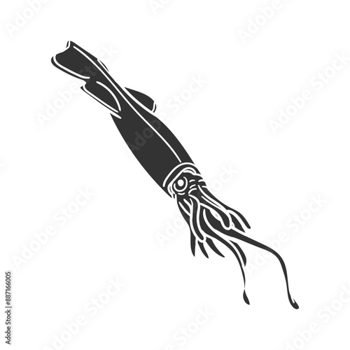 Belemnite Icon Silhouette Illustration. Vector Graphic Pictogram Symbol Clip Art. Doodle Sketch Black Sign.