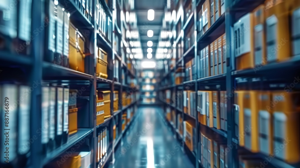 The meticulous organization of a modern office archive room is highlighted in this stunning image, featuring sharp focus and a bright, vibrant aesthetic. The meticulous organization of a modern office archive room is highlighted in this stunning image, featuring sharp focus and a bright, vibrant aesthetic.
