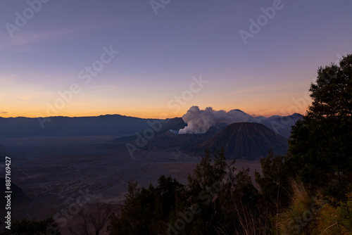 Mountains at Bromo volcano during sunrise sky,Beautiful Mountains Penanjakan in Bromo Tengger Semeru National Park,East Java,Indonesia.Nature landscape background
