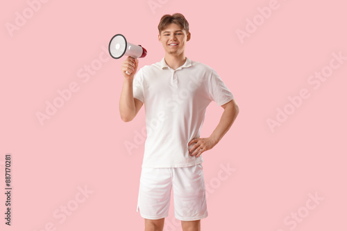 Male lifeguard with loudspe...