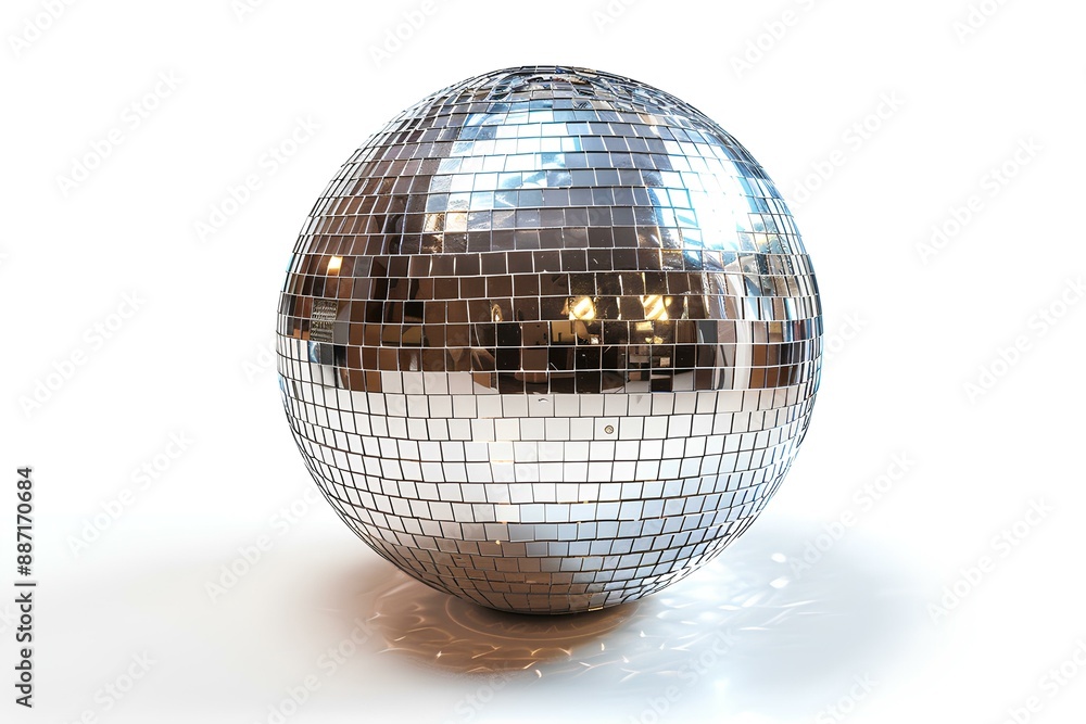 A shiny disco ball sitting on top of a white floor A shiny disco ball sitting on top of a white floor