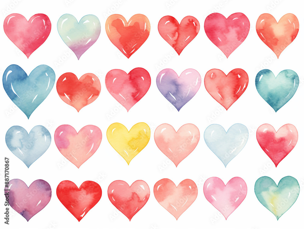 cute hearts watercolor clipart set cute hearts watercolor clipart set