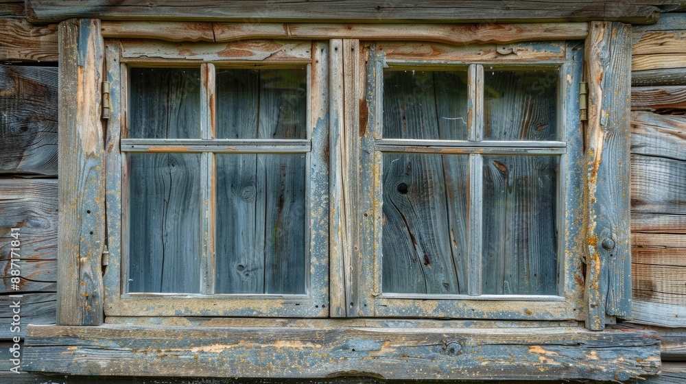Aged wooden window raised Aged wooden window raised