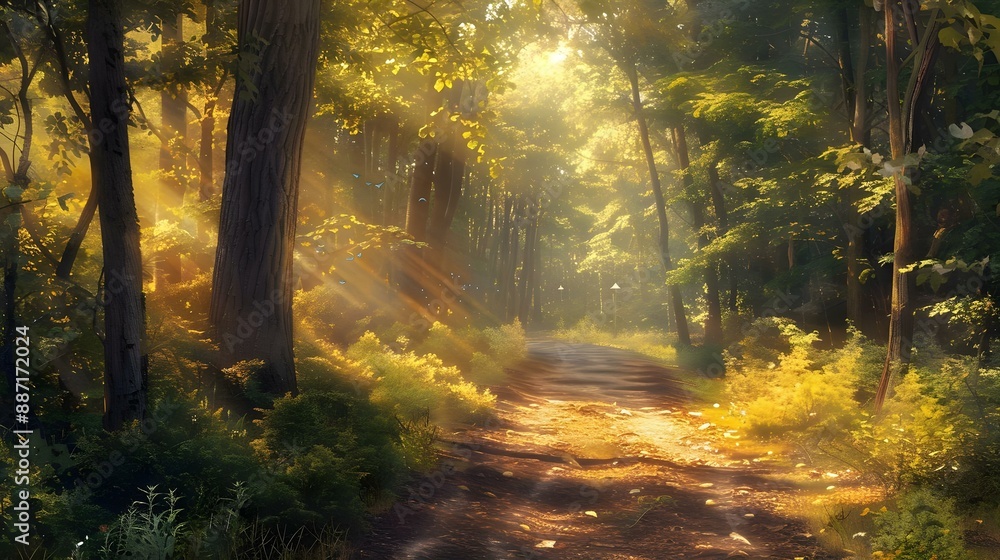 Obraz premium Path through Sunlit Forest