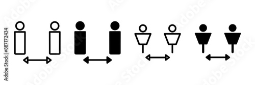 Social distancing icon vector isolated on white background. Keep distance sign. Coronavirus. Social Distancing and Self Quarantine.
