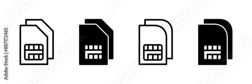 Sim card icon vector isolated on white background. Mobile slot icon. Mobile cellular phone sim card chip.