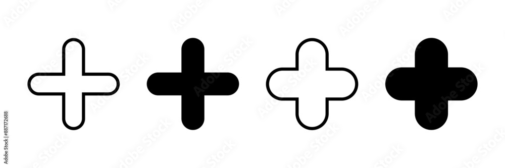 Plus Icon vector isolated on white background. Add plus icon. Addition sign. Medical Plus icon Plus Icon vector isolated on white background. Add plus icon. Addition sign. Medical Plus icon