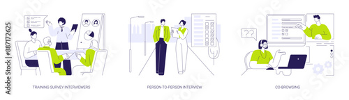 Opinion poll abstract concept vector illustrations.