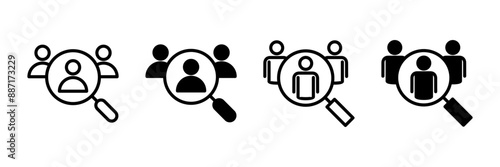 Hiring icon vector isolated on white background. Human resources concept. Recruitment. Search job vacancy icon. Hire. Find people icon