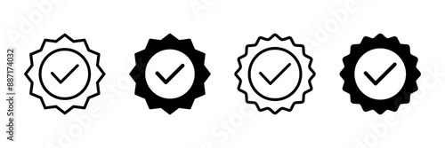 Approved icon vector isolated on white background. Certified Medal Icon vector. check mark