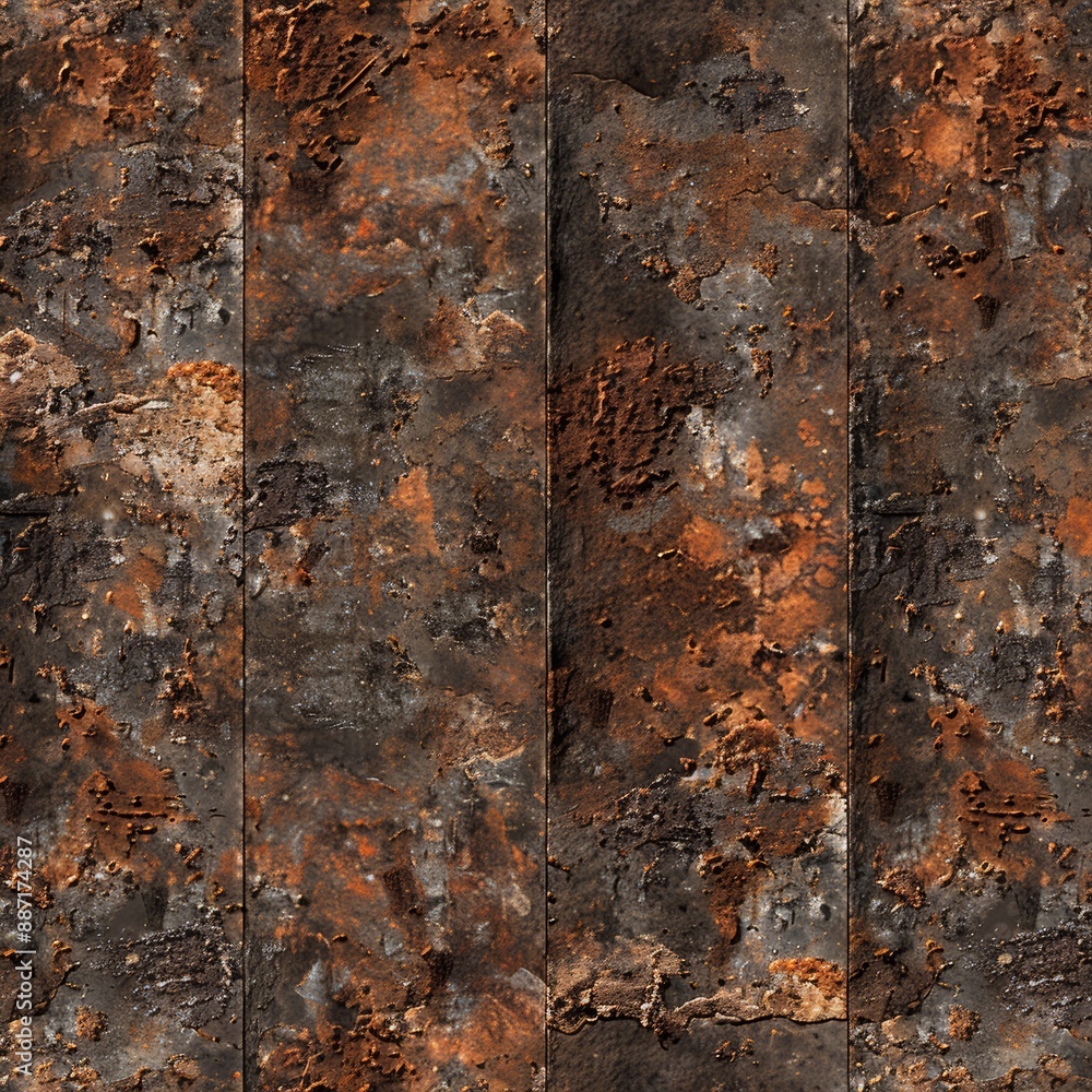 A close up of a rusty metal surface weathered and dirty in brown and red color. A close up of a rusty metal surface weathered and dirty in brown and red color.