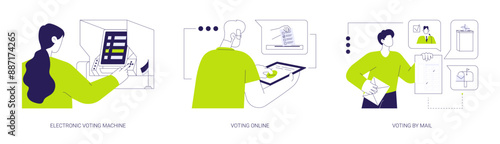 Electronic voting abstract concept vector illustrations.