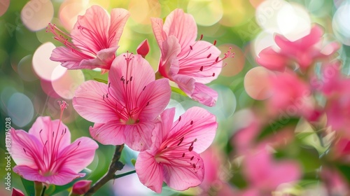 Vibrant pink bauhinia flowers close up ideal for botanical art and nature conservation themes