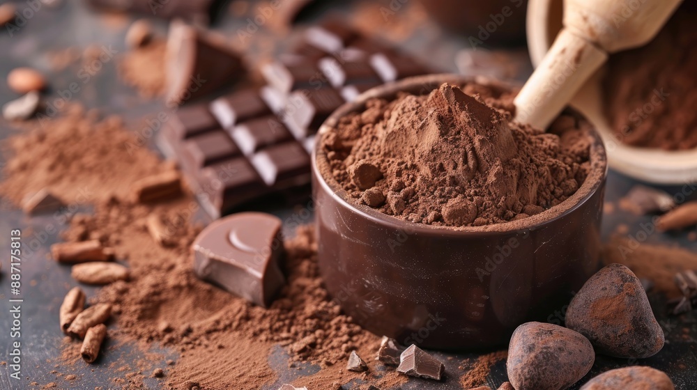 Affection for Chocolate and Container of Cocoa Powder Affection for Chocolate and Container of Cocoa Powder
