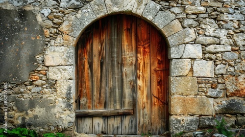 Wallpaper Mural Antique Doorway Weathered Stone and Wood in Photo Torontodigital.ca