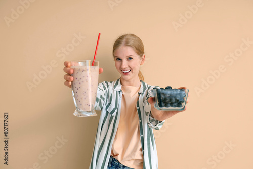 Happy young woman with heal...