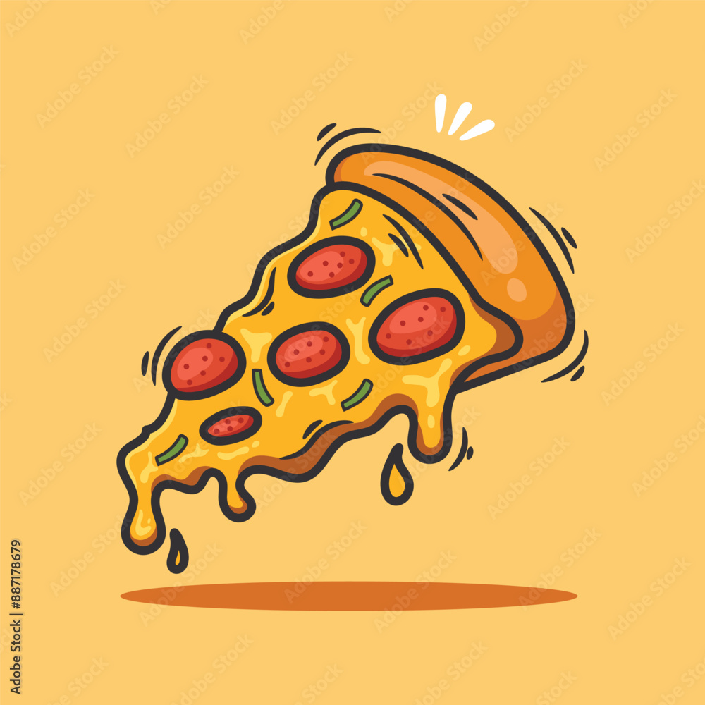 Pizza slice vector illustration. Isolated on a yellow background. Pizza slice vector illustration. Isolated on a yellow background.