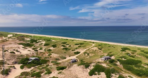 Cape Cod Dune Shacks of Peaked Hill Bars Aerial Drone photo