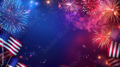 Festive Fourth of July Fireworks Background.