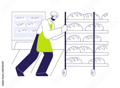 Commercial bread baking abstract concept vector illustration.