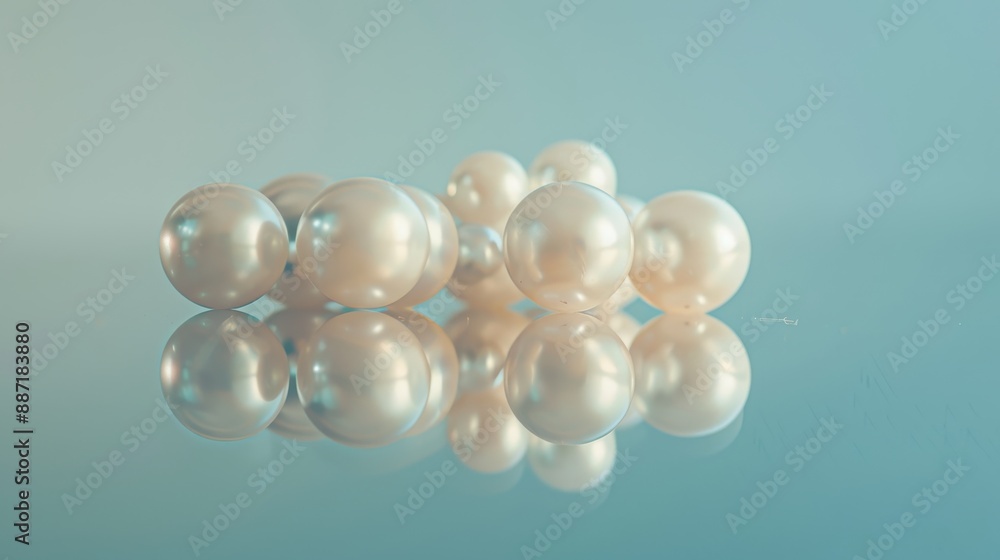 Pearls and reflections on a blue background. Pearls and reflections on a blue background.