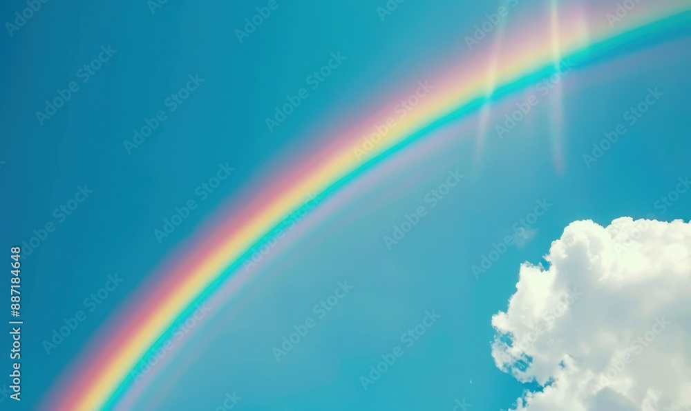 Rainbow in the sky with white clouds. Rainbow in the sky with white clouds.