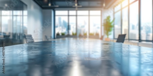 Wallpaper Mural Modern empty office conference room with glass windows and city view, business concept Torontodigital.ca