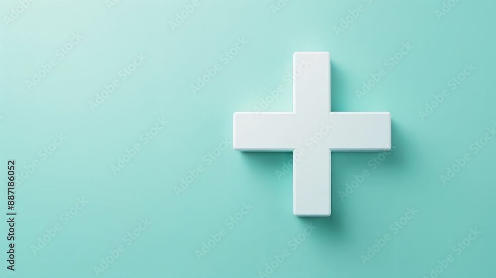 White Plus Sign on a Mint Green Background. White Plus Sign on a Mint Green Background.