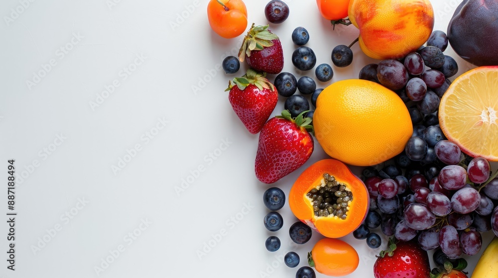 Assorted Fresh Fruits on a White Background Assorted Fresh Fruits on a White Background