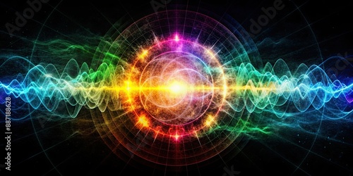 Electromagnetic field visual with colorful energy waves , energy, waves,electromagnetic, field, vibrant, abstract