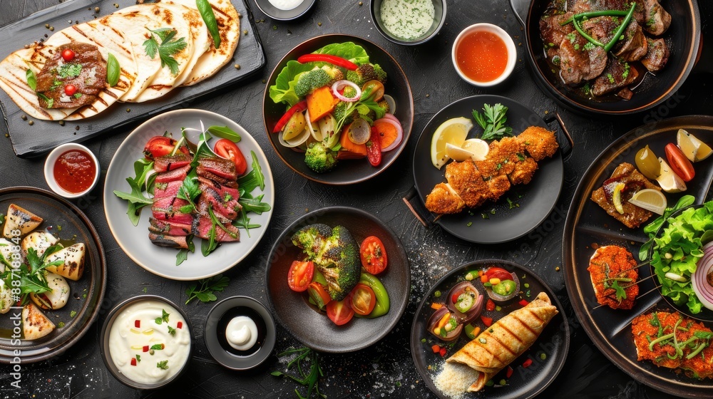 Assortment of popular global dishes and starters Assortment of popular global dishes and starters