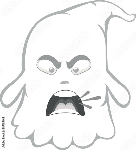 vector illustration character ghost cartoon, with an angry expression, talking and screaming