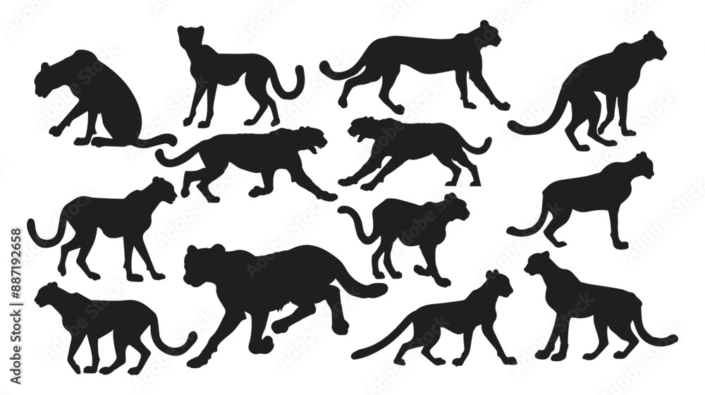 Obraz premium Cheetah silhouettes set Vector