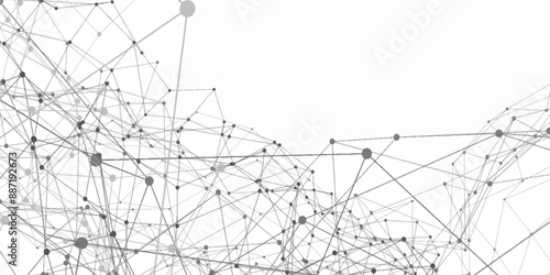 Abstract connecting dots and lines with geometric background. Geometric plexus structure cybernetic concept. Internet connection network high digital technology with connecting points and lines.