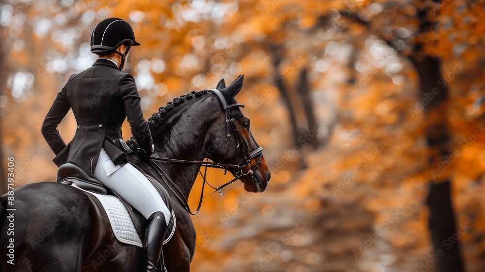 Equestrian Rider in Autumn Forest Equestrian Rider in Autumn Forest