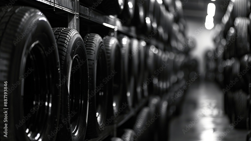 Tire Stacked in a Storage Warehouse Tire Stacked in a Storage Warehouse