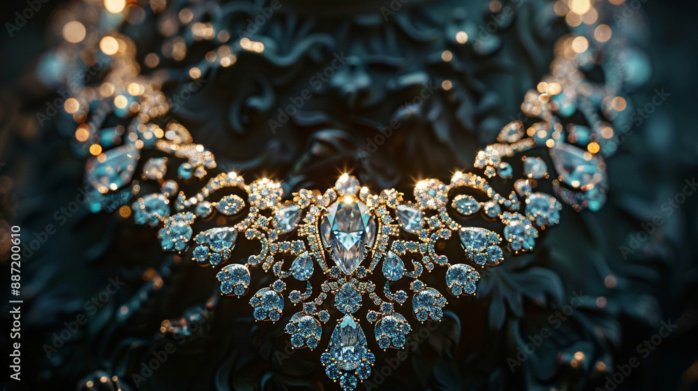 Diamonds necklace shot against a black background Diamonds necklace shot against a black background