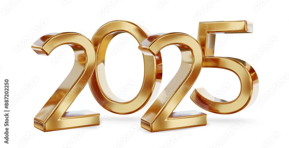 2025 golden bold letters, year as new year 2025, isolated, metallic glossy 3d-illustration 2025 golden bold letters, year as new year 2025, isolated, metallic glossy 3d-illustration