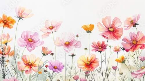 Wallpaper Mural A painting of a field of flowers with a white background. Generate AI image Torontodigital.ca