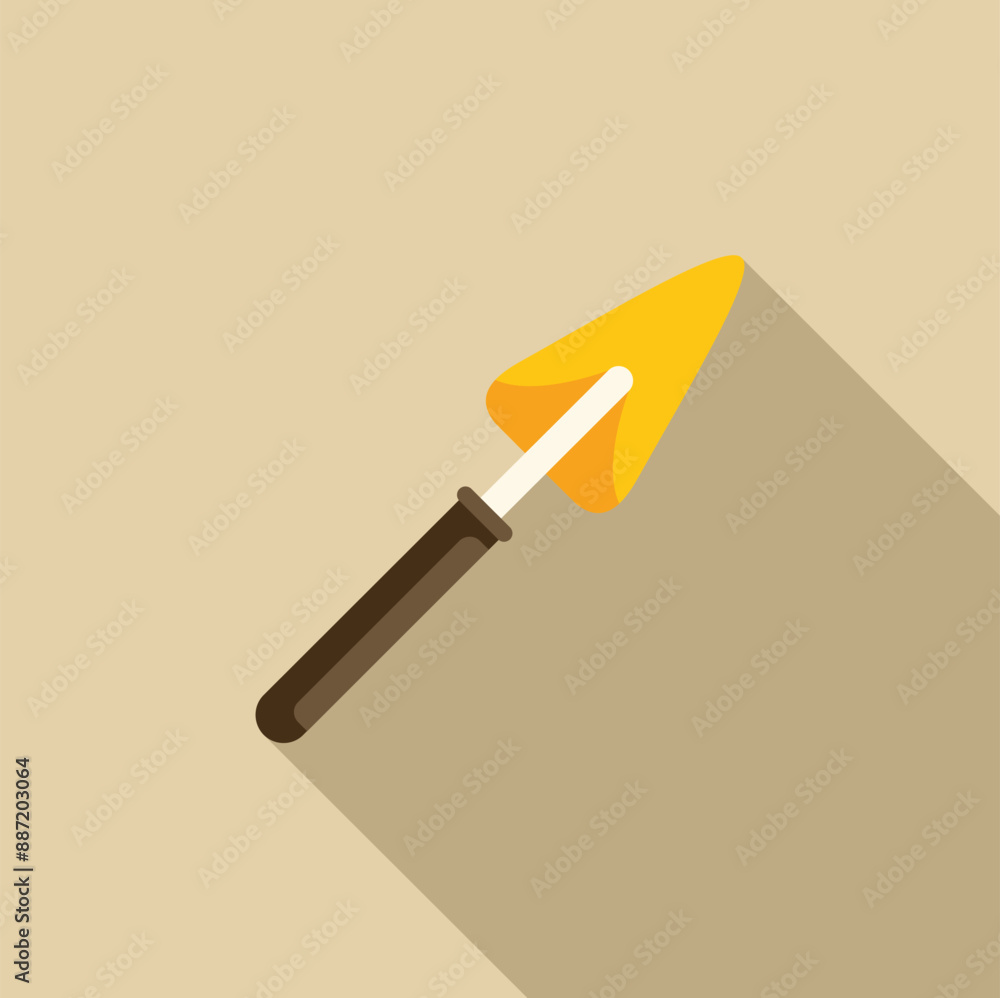 Construction trowel spreading cement plaster, creating a smooth surface for building Construction trowel spreading cement plaster, creating a smooth surface for building