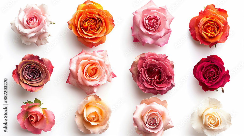 Set of roses isolated on the white background Set of roses isolated on the white background