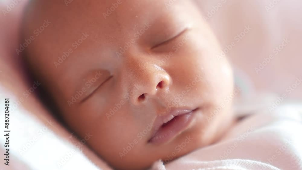 baby sleeping newborn close-up lifestyle. newborn a baby sleeping lying in bed sun looking at the camera close-up. motherhood family kid dream concept. newborn sleeping close eyes portrait baby sleeping newborn close-up lifestyle. newborn a baby sleeping lying in bed sun looking at the camera close-up. motherhood family kid dream concept. newborn sleeping close eyes portrait