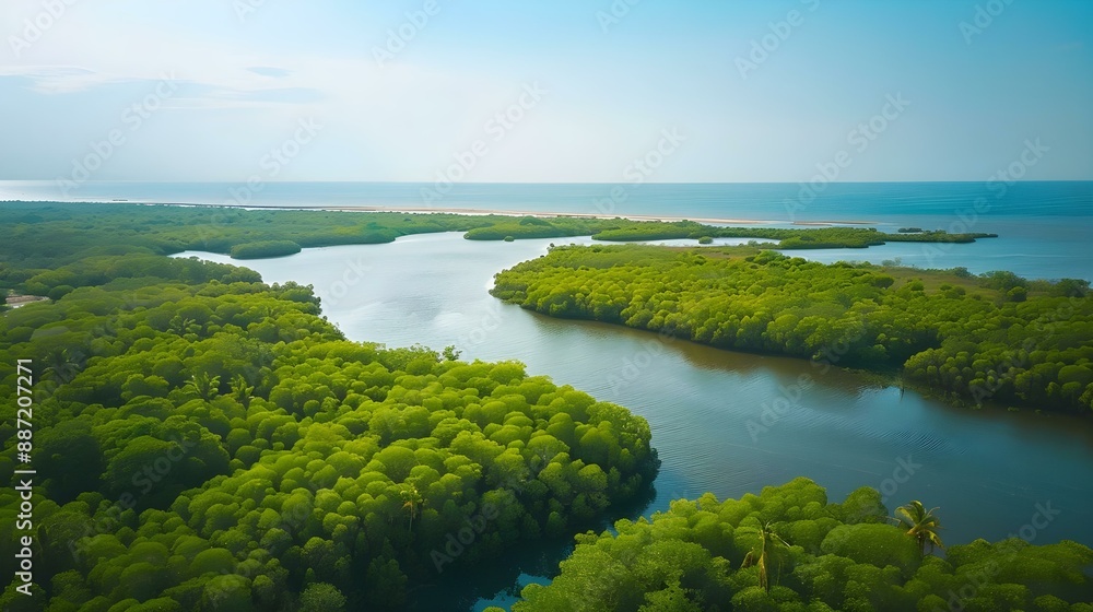 Aerial view of mangrove forest in Gambia Aerial view of mangrove forest in Gambia