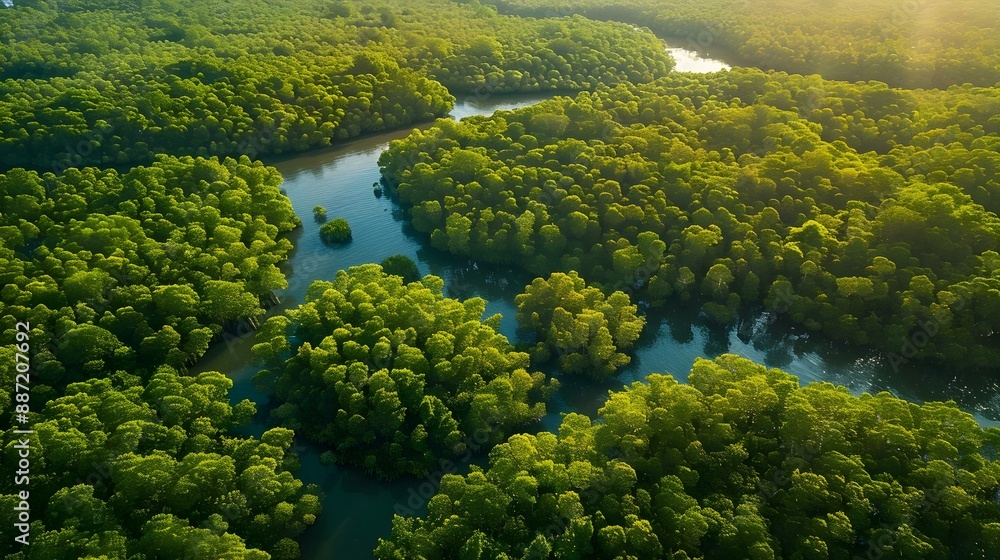 Aerial view of mangrove forest in Gambia Aerial view of mangrove forest in Gambia
