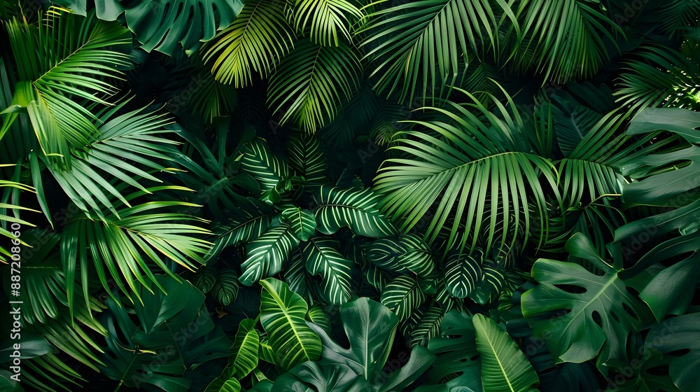 Lush Green Foliage in Tropical Jungle Lush Green Foliage in Tropical Jungle