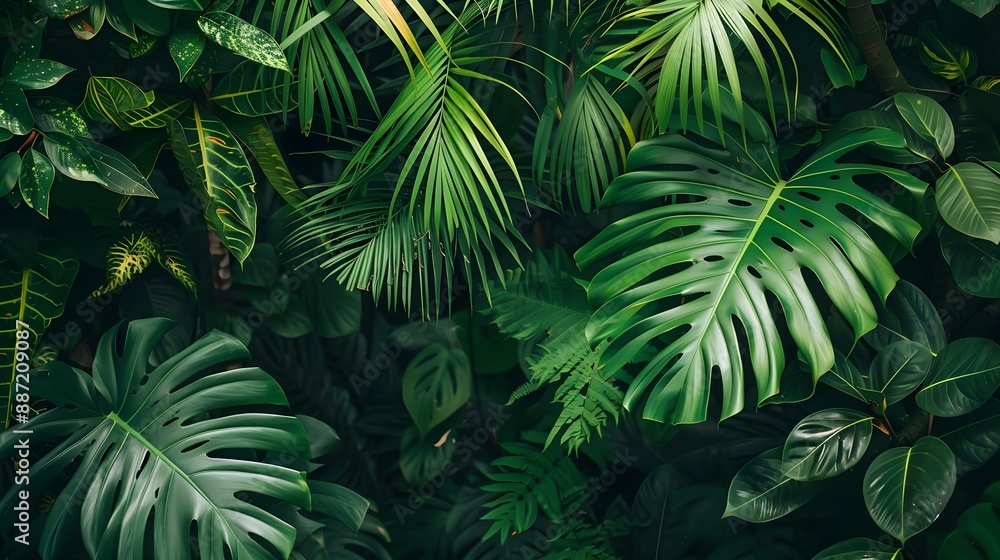 Lush Green Foliage in Tropical Jungle Lush Green Foliage in Tropical Jungle